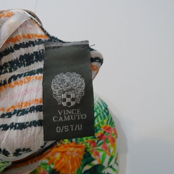 Vince Camuto Tropical Floral Kimono Open Green Orange Women One Size Tassel - Picture 5 of 10